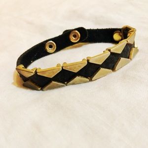 🖤💛 Black and Gold Leather Bracelet